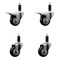 Service Caster 3'' SS Black Poly Swivel 1-1/8'' Expanding Stem Caster Set 2 Total Lock Brakes, 4PK SCC-SSEXTTL20S314-PPUB-BLK-2-S-2-118 - alternate 1